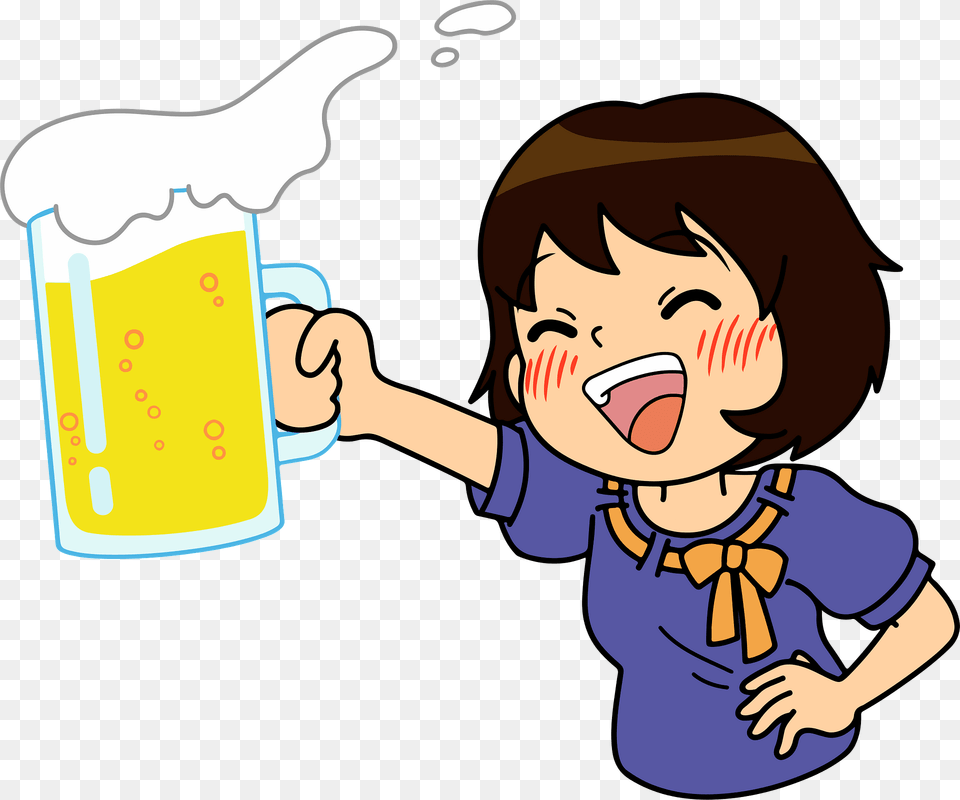 Woman Is Cheering With Beer Clipart, Cup, Baby, Person, Face Png Image