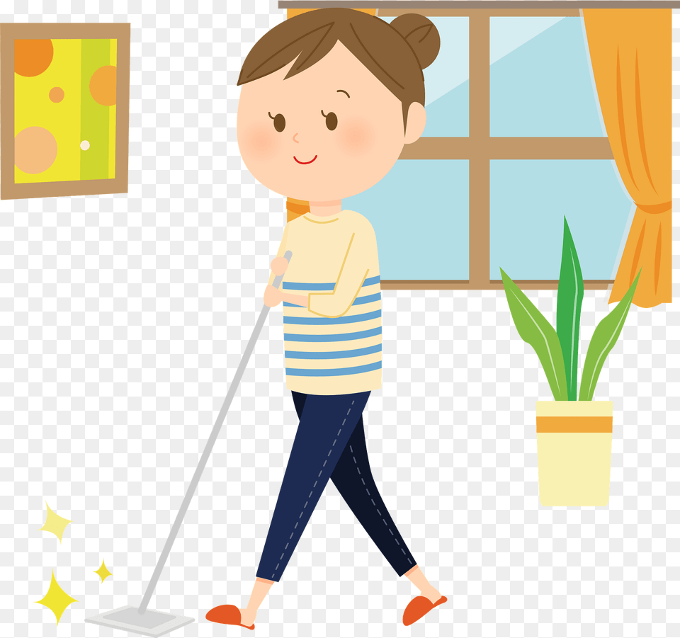 Woman Is Cleaning Clipart, Person, Plant, Potted Plant, Face Png Image