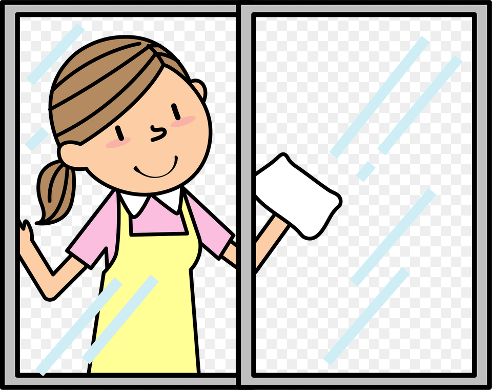 Woman Is Cleaning The Window Clipart, Person, Baby, Face, Head Free Png