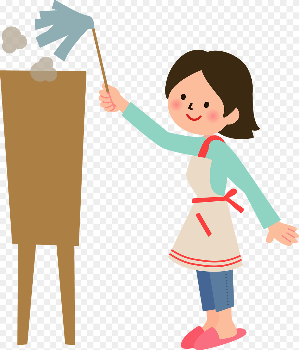 Woman Is Cleaning With A Feather Duster Clipart, Baby, Person, Face, Head Free Png Download