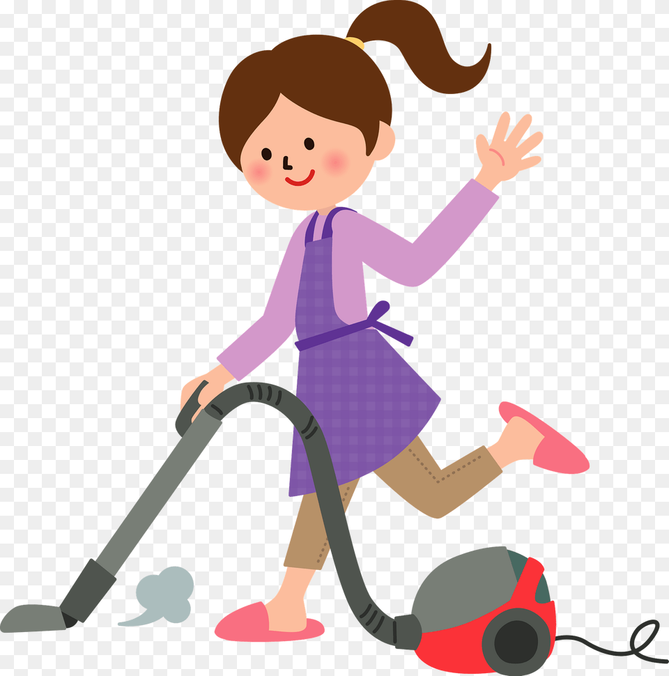 Woman Is Cleaning With A Vacuum Cleaner Clipart, Person, Baby, Face, Head Free Png
