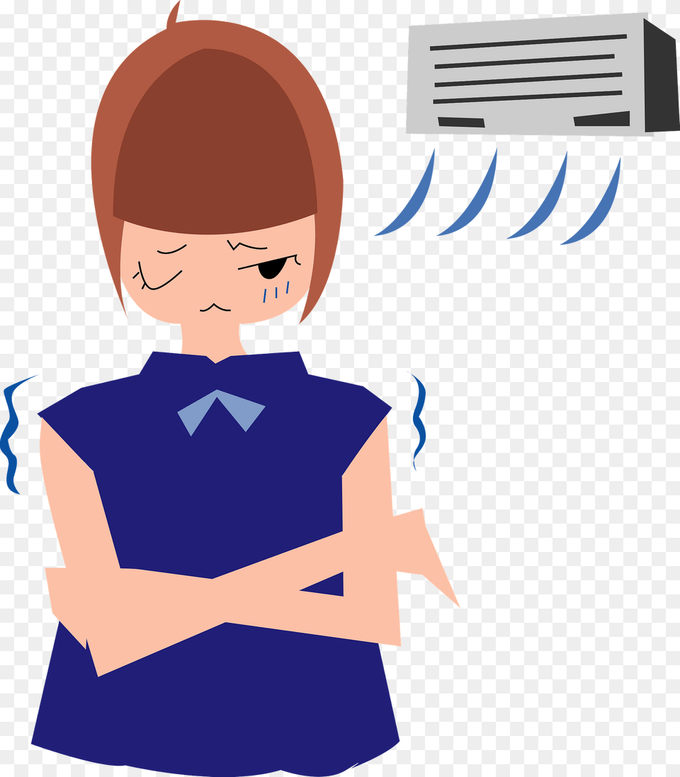 Woman Is Cold In The Air Conditioning Clipart, Person, Face, Head Png Image