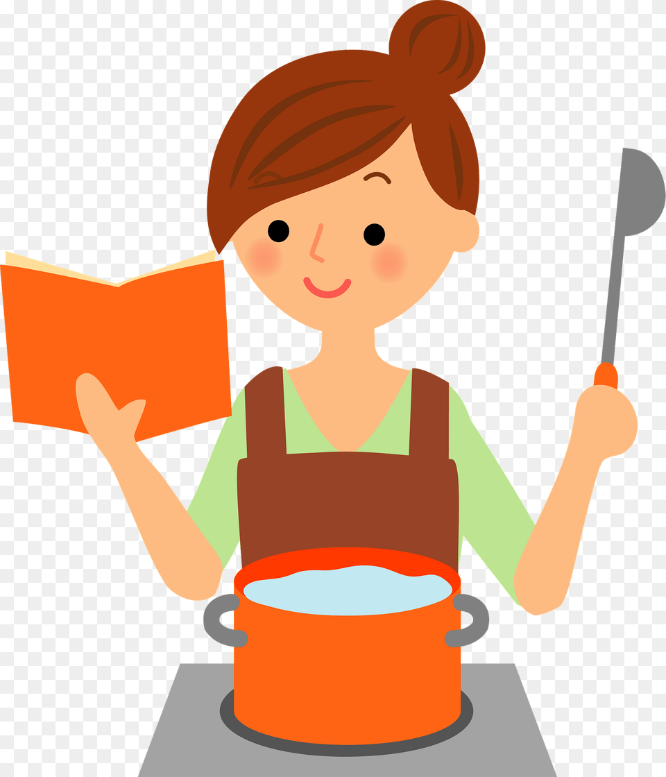 Woman Is Cooking Clipart, Baby, Cutlery, Person, Cleaning Png Image