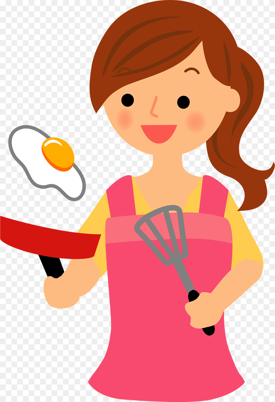 Woman Is Cooking Fried Eggs Clipart, Baby, Cutlery, Person, Cleaning Png