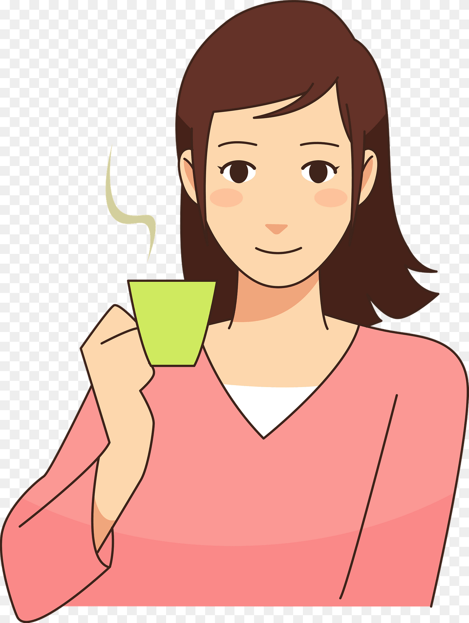 Woman Is Drinking Coffee Clipart, Adult, Female, Person, Face Png Image