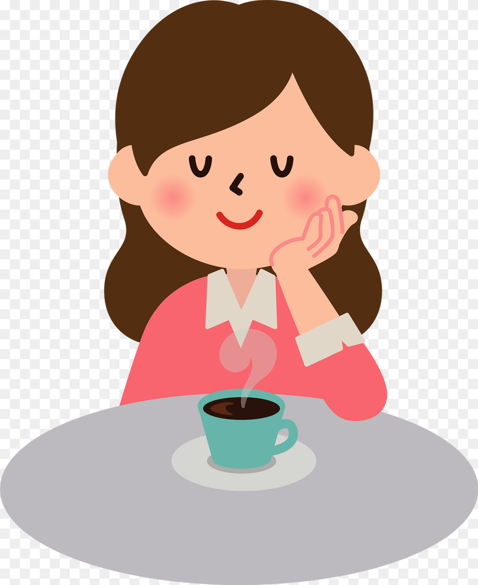 Woman Is Drinking Coffee Clipart, Cutlery, Cup, Baby, Person Free Png Download
