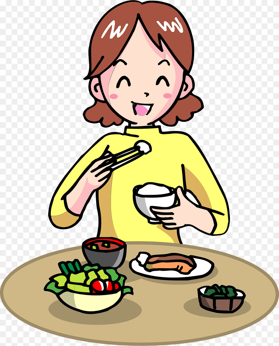 Woman Is Eating A Meal Clipart, Food, Cutlery, Lunch, Fork Png Image