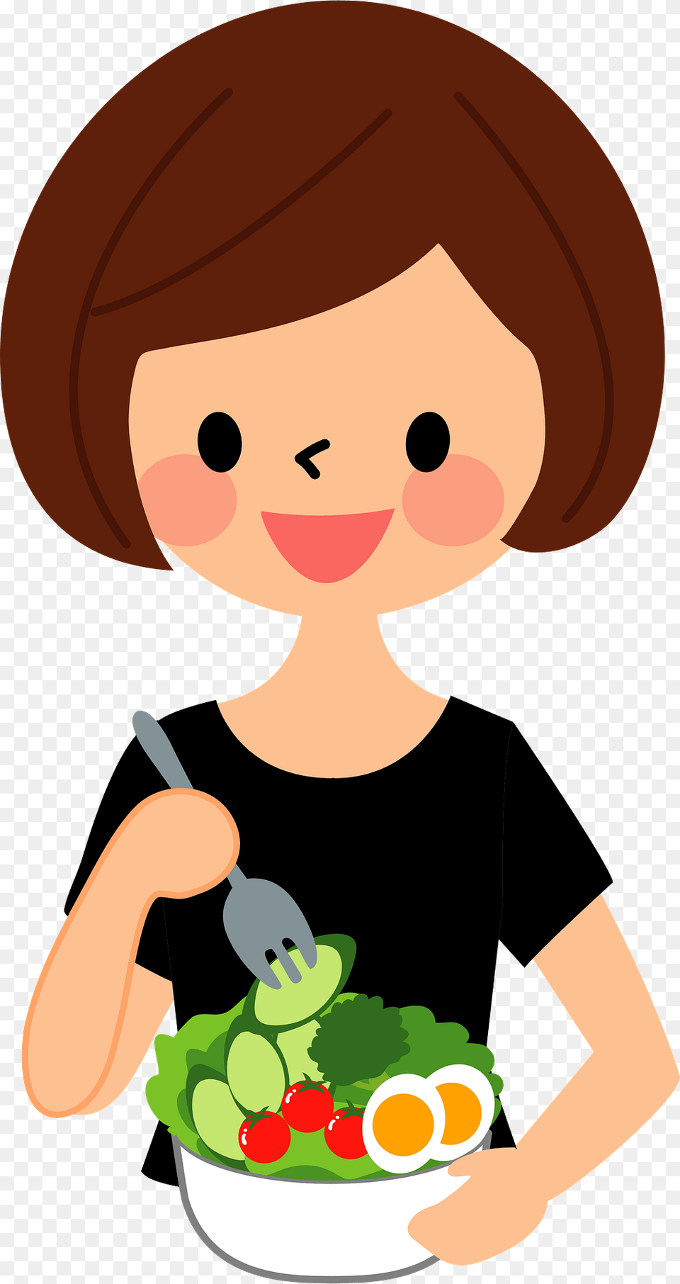 Woman Is Eating A Salad Clipart, Fork, Cutlery, Meal, Lunch Png