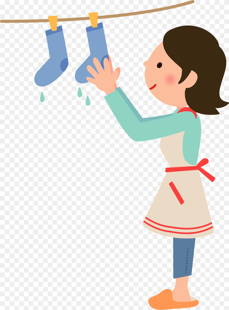 Woman Is Hanging Laundry To Dry Clipart, Person, Cleaning, Face, Head Png Image