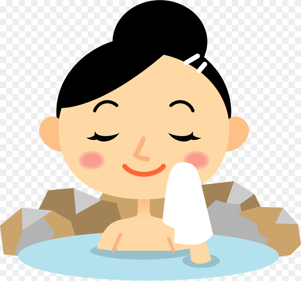 Woman Is In Hot Springs Clipart, Face, Head, Person, Baby Free Png Download