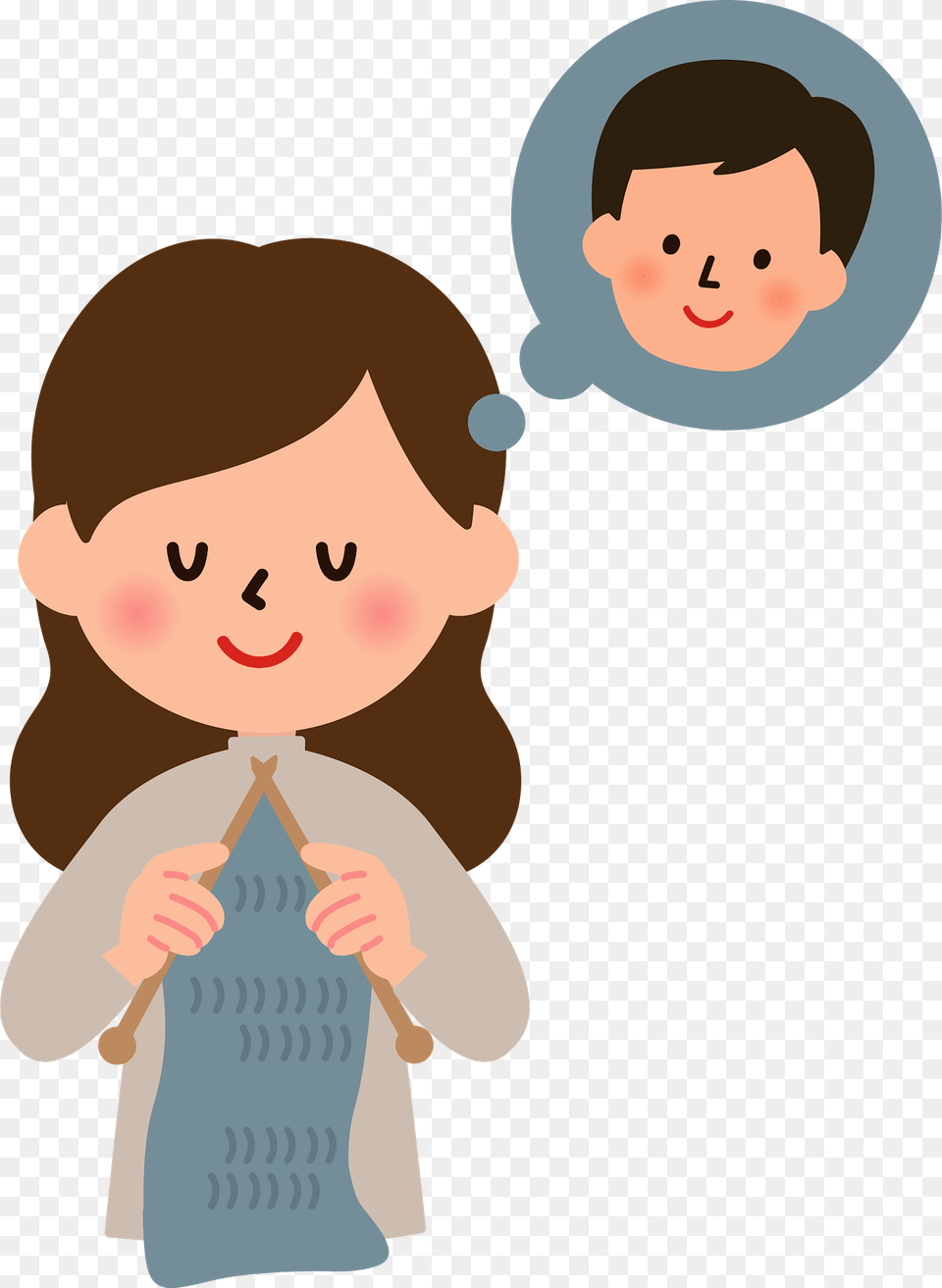 Woman Is Knitting A Scarf For A Friend Clipart, Baby, Person, Face, Head Free Png