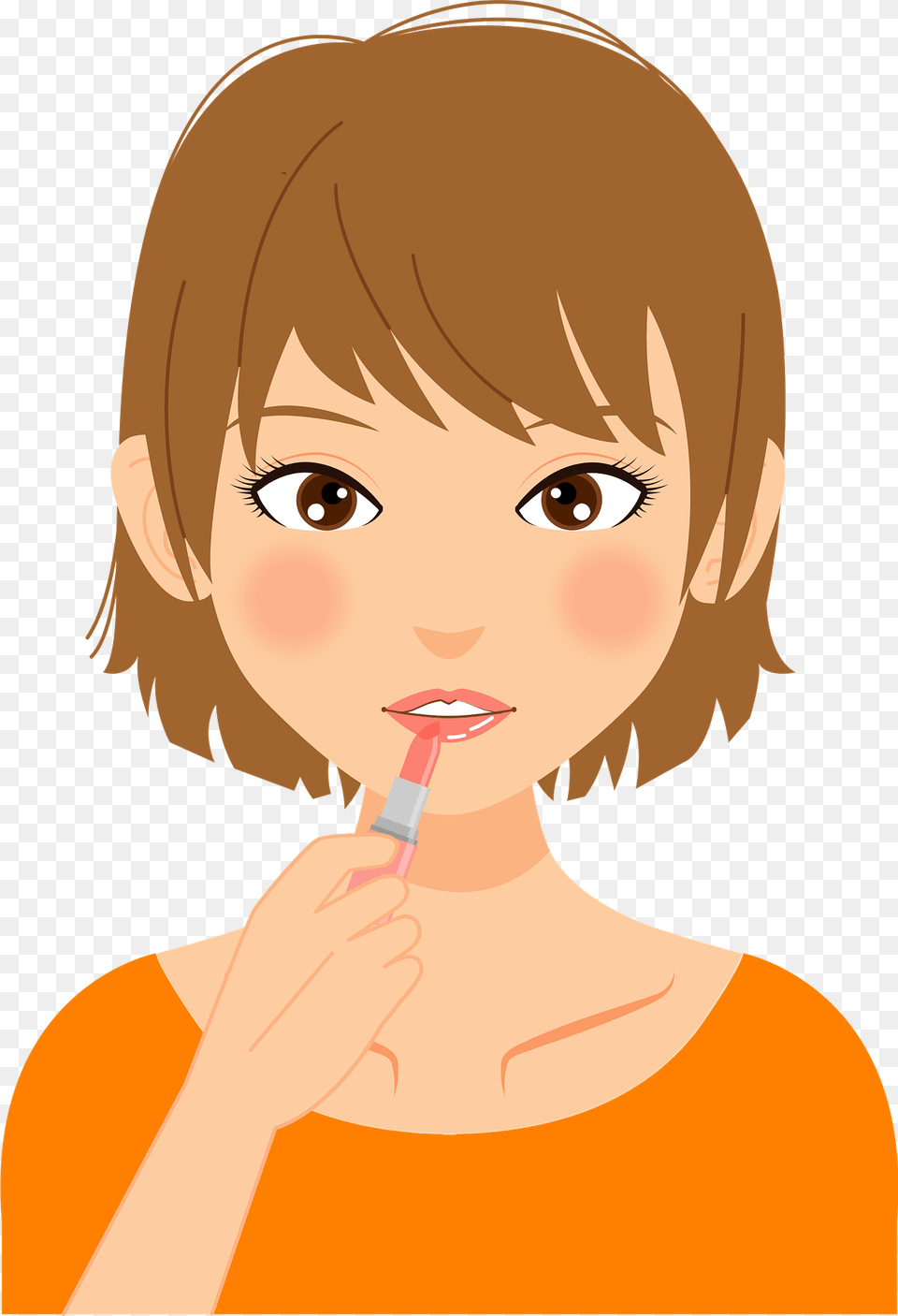 Woman Is Putting On Lipstick Clipart, Cosmetics, Person, Adult, Female Png Image