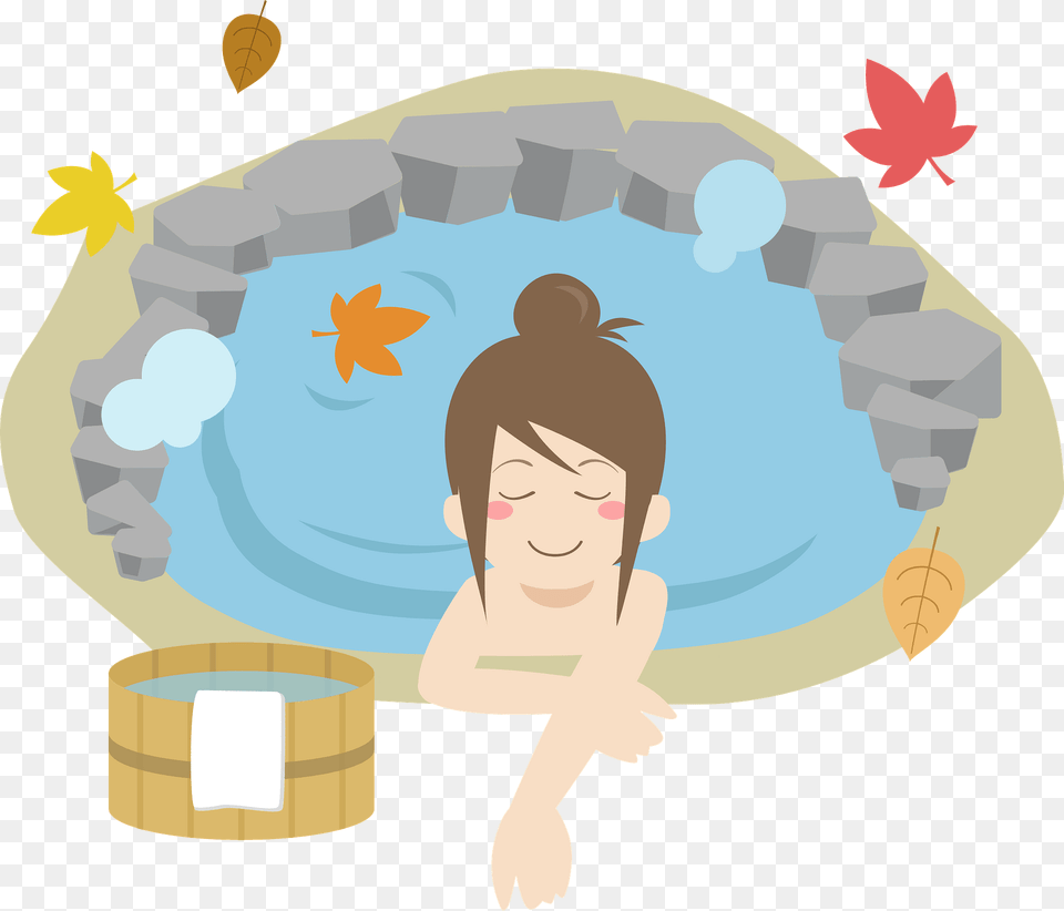 Woman Is Relaxing In A Hot Spring Clipart, Water Sports, Water, Tub, Swimming Free Png