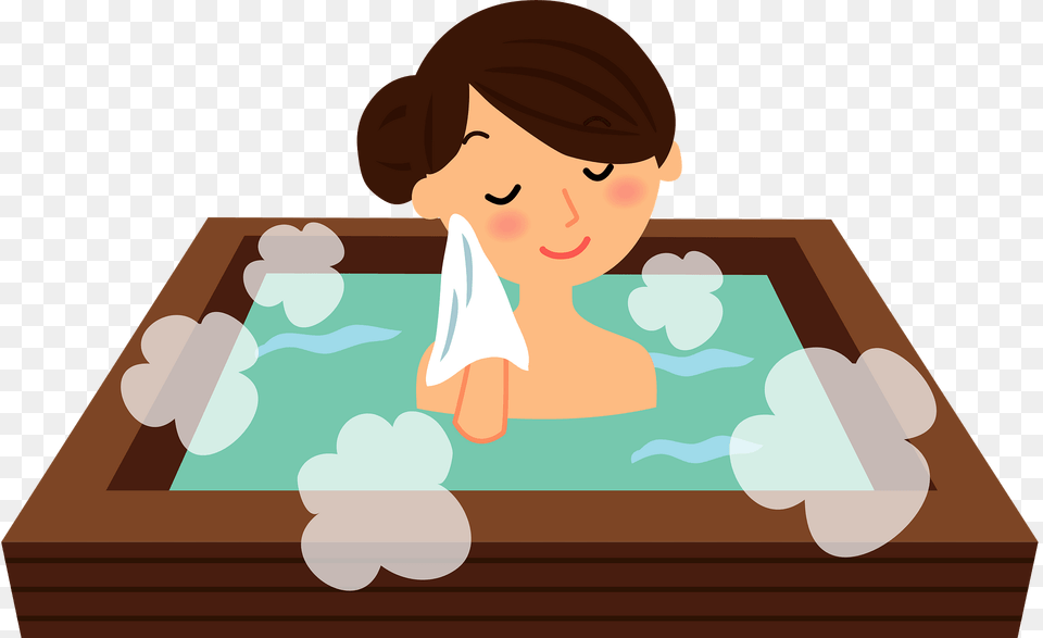 Woman Is Relaxing In A Hot Spring Clipart, Hot Tub, Tub, Adult, Female Free Transparent Png
