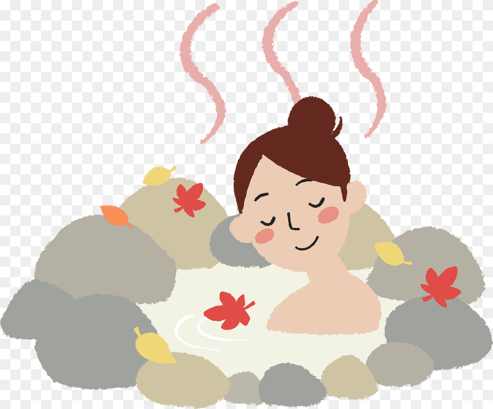 Woman Is Relaxing In A Hot Springs Clipart, Person, Baby, Head, Face Png Image