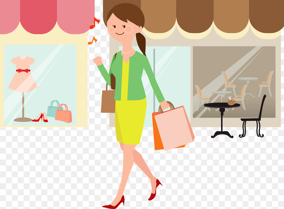 Woman Is Shopping Clipart, Person, Accessories, Handbag, Furniture Png