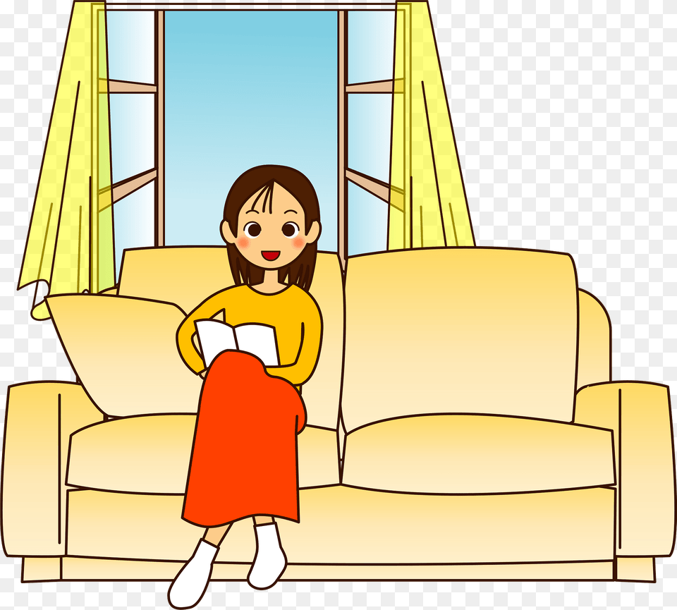 Woman Is Sitting On A Sofa Clipart, Baby, Furniture, Person, Couch Png