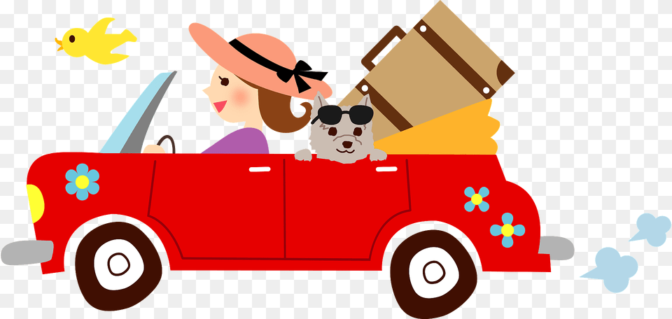 Woman Is Travel By Car Clipart, Accessories, Sunglasses, Clothing, Hat Free Png Download