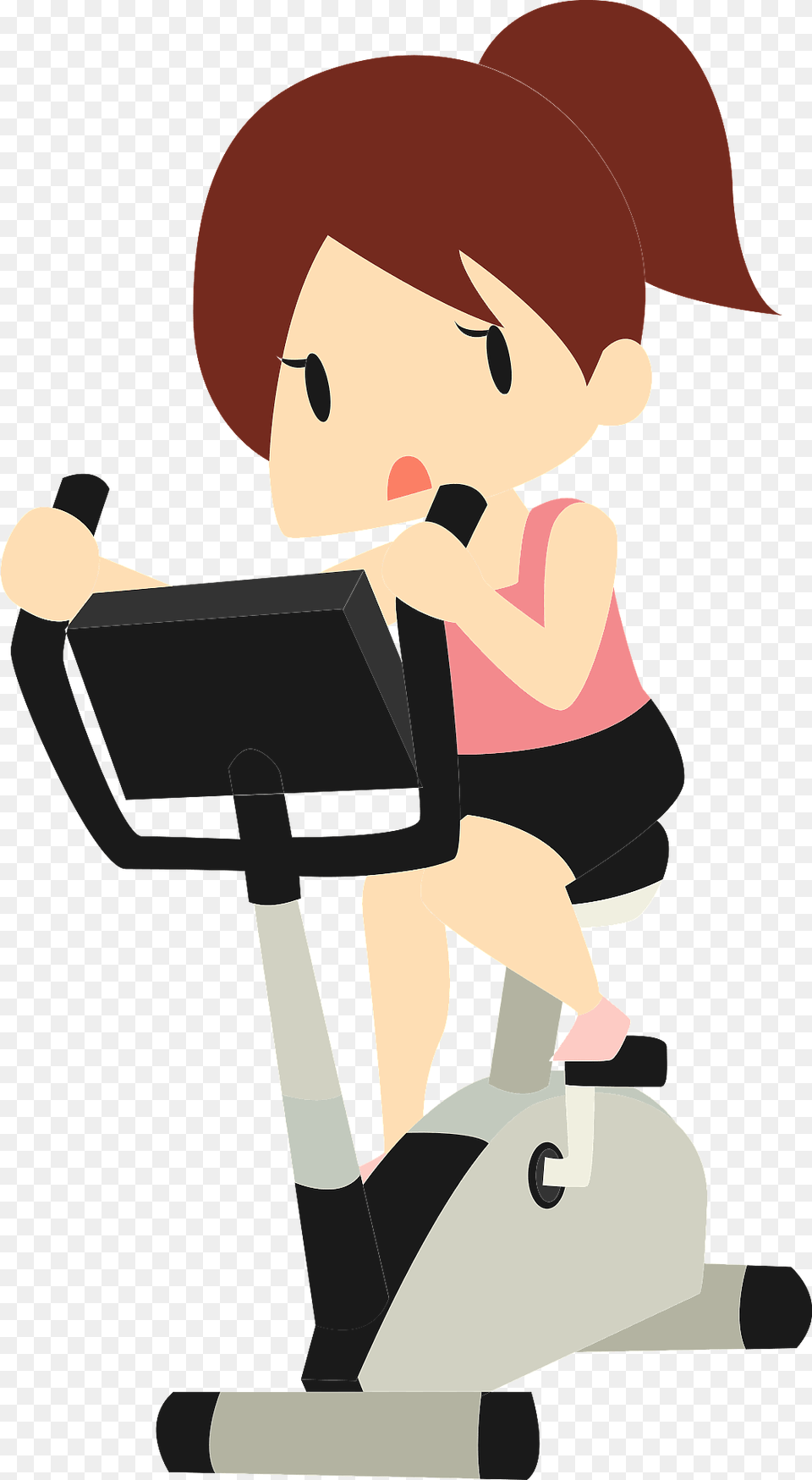 Woman Is Using A Stationary Bicycle For Exercise Clipart, Working Out, Fitness, Sport, Gym Free Png