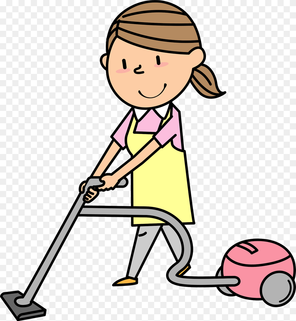 Woman Is Using A Vacuum Cleaner Clipart, Cleaning, Person, Baby, Head Png Image