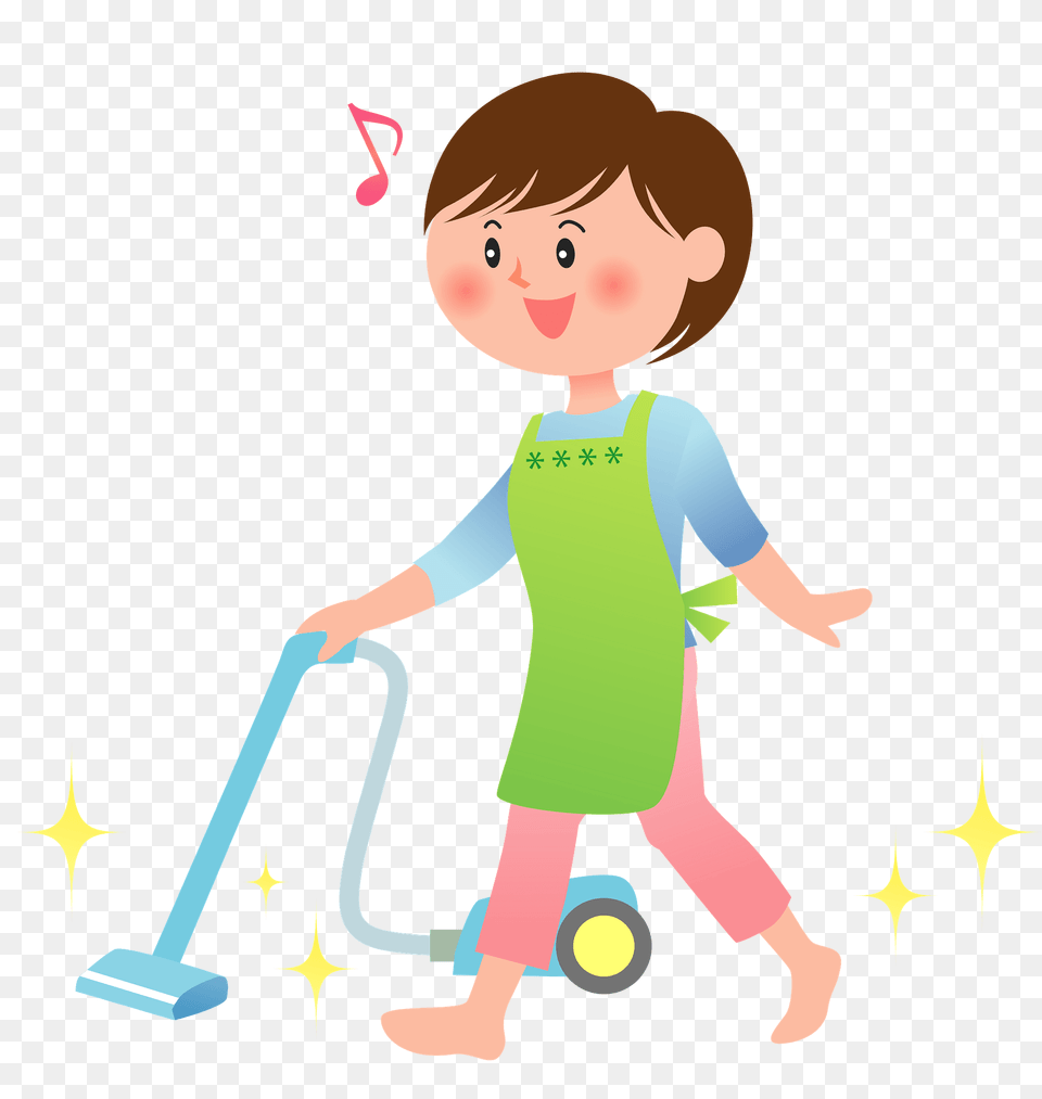 Woman Is Using A Vacuum Cleaner Clipart, Cleaning, Person, Baby, Face Png Image