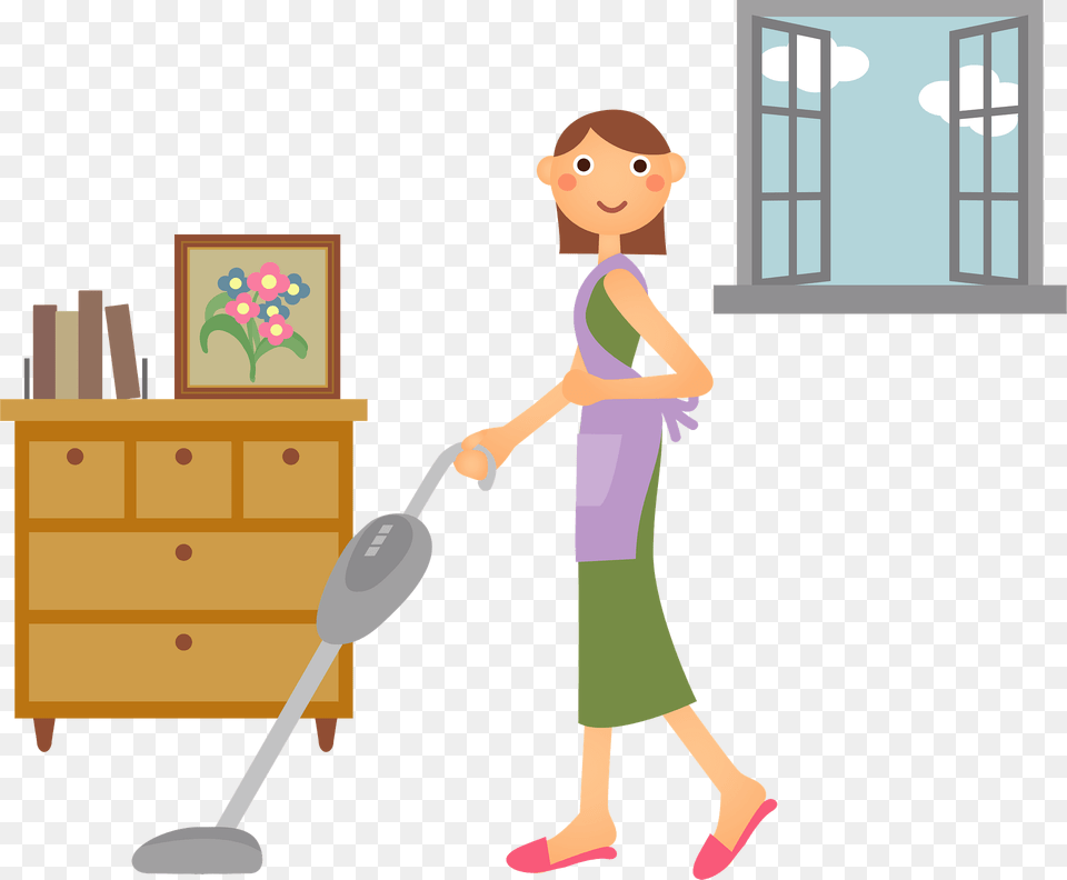 Woman Is Using A Vacuum Cleaner Clipart, Cleaning, Person, Face, Head Png