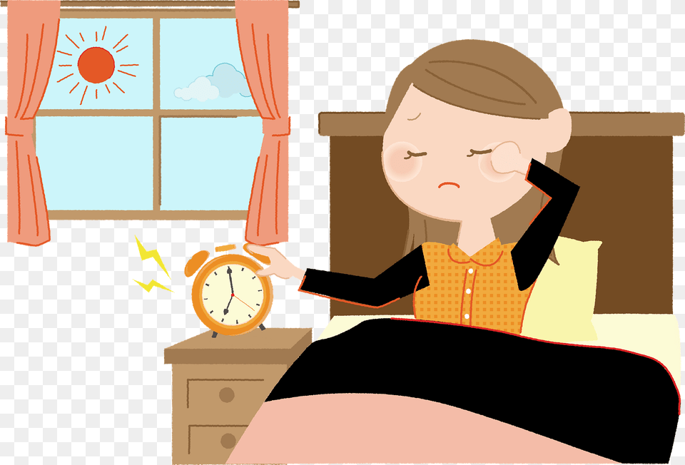 Woman Is Waking Up Clipart, Adult, Analog Clock, Clock, Female Free Png