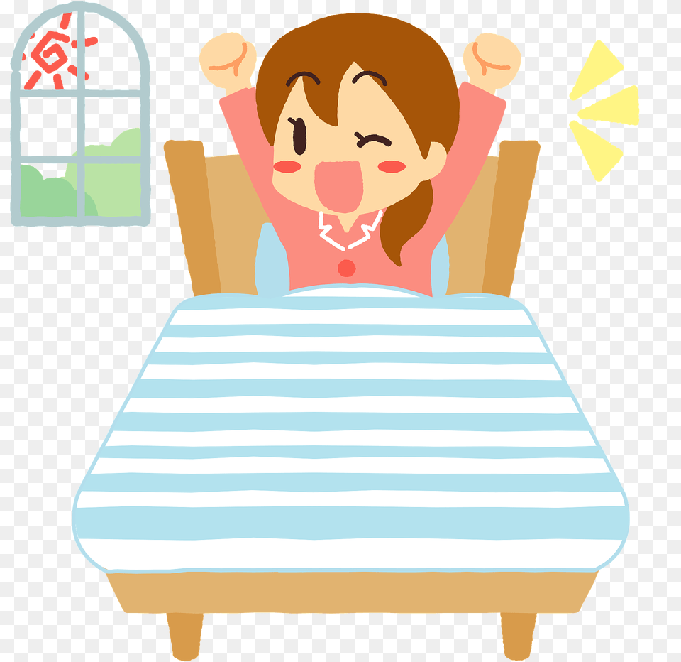 Woman Is Waking Up Clipart, Furniture, Baby, Person, Head Png