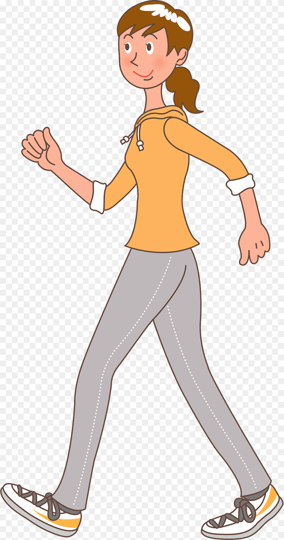 Woman Is Walking For Exercise Clipart, Boy, Child, Male, Person Free Png
