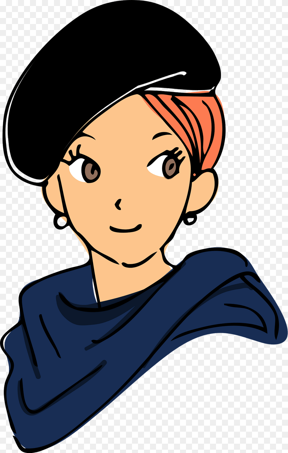 Woman Is Wearing Beret Clipart, Person, Art, Face, Head Free Png