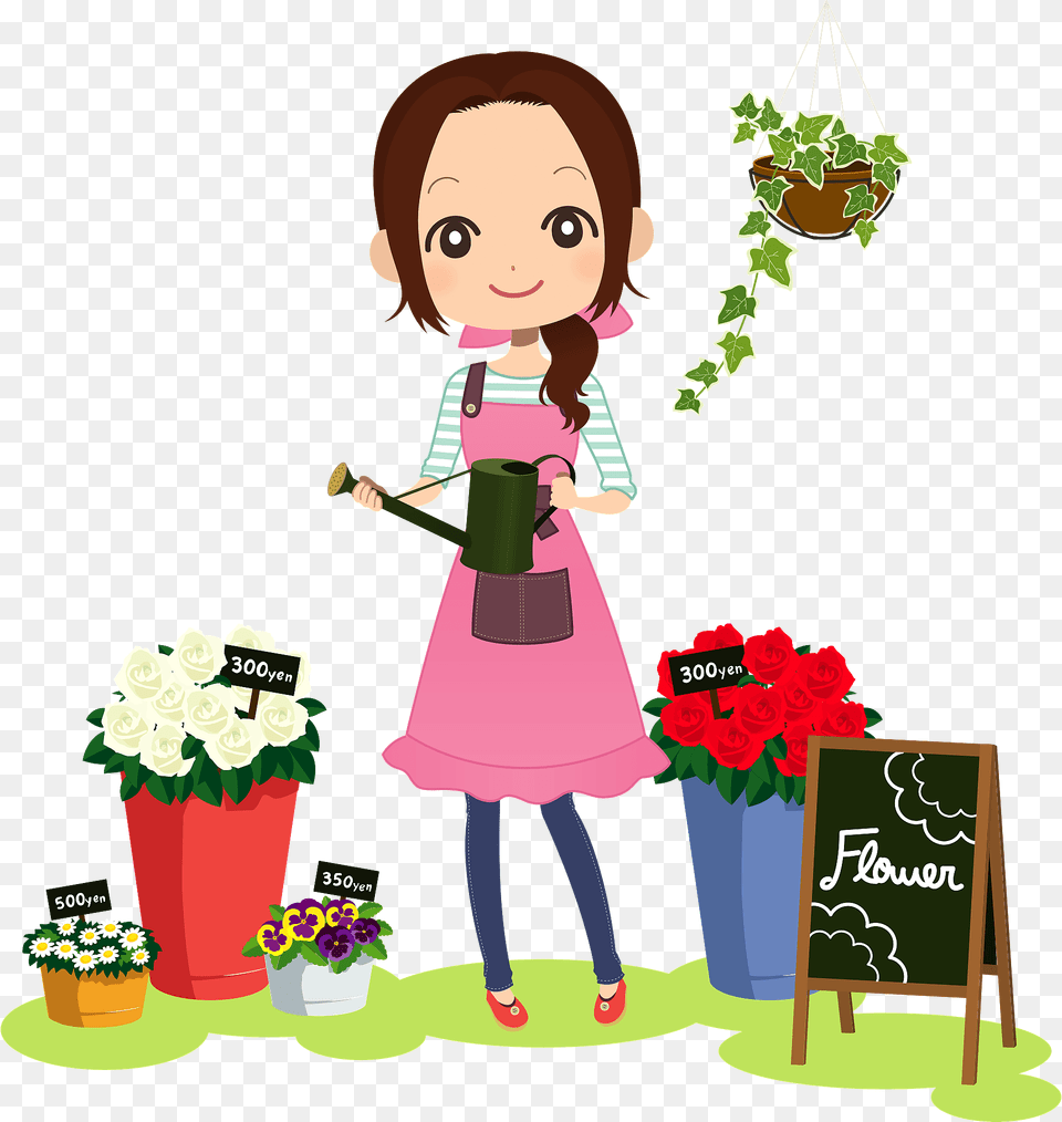 Woman Is Working In A Flower Shop Clipart, Art, Person, Graphics, Photography Free Transparent Png