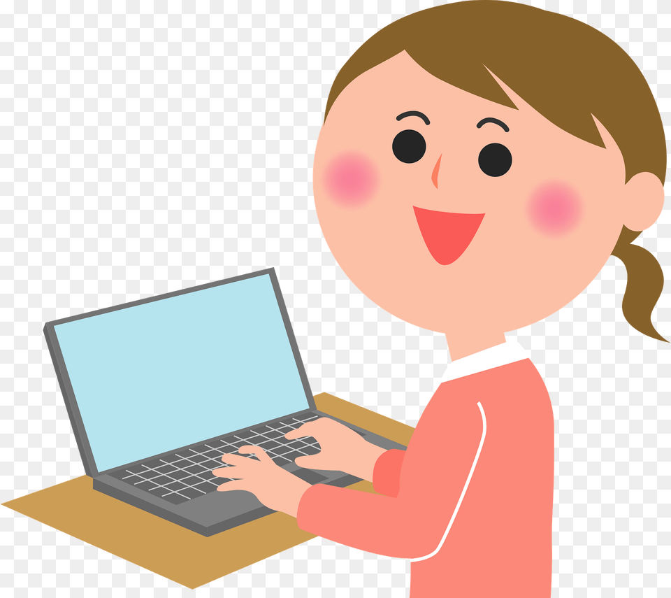 Woman Is Working On Her Laptop Computer Clipart, Pc, Electronics, Person, Face Png Image