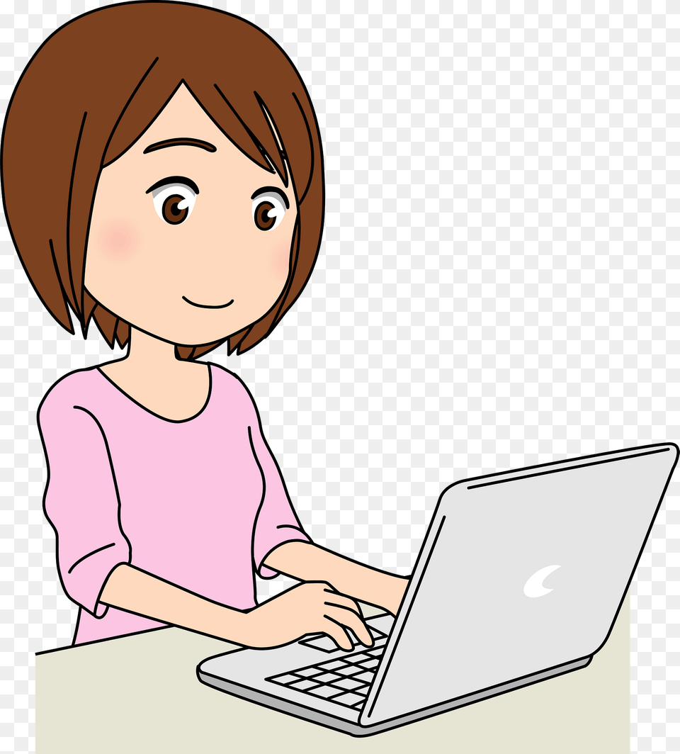 Woman Is Working On Her Laptop Computer Clipart, Pc, Electronics, Baby, Person Free Png