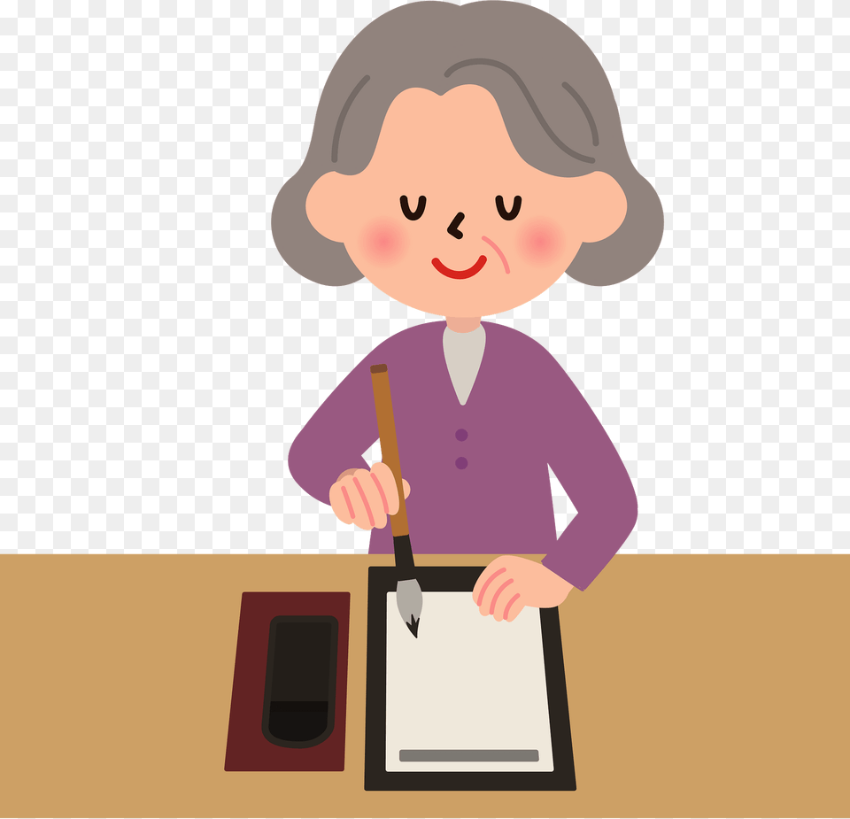 Woman Is Writing Calligraphy Clipart, Baby, Person, Face, Head Free Png