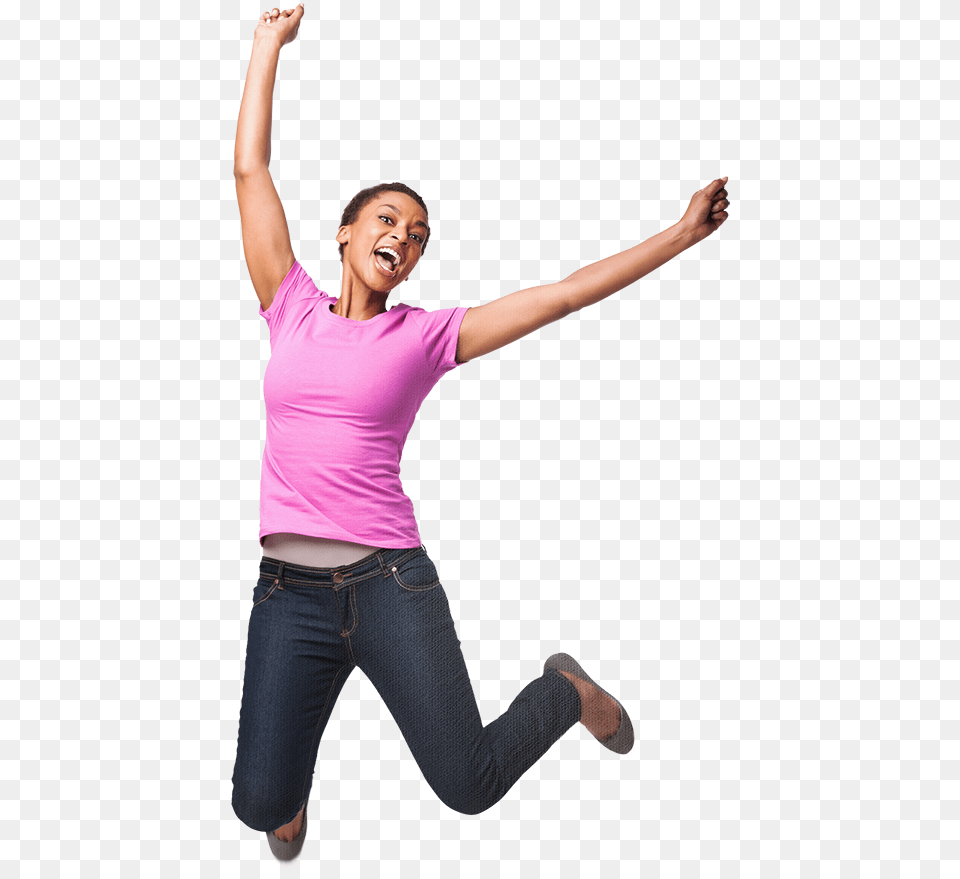 Woman Jumping Transparent Clipart Woman Jumping Happy, Head, Person, Face, Adult Free Png Download