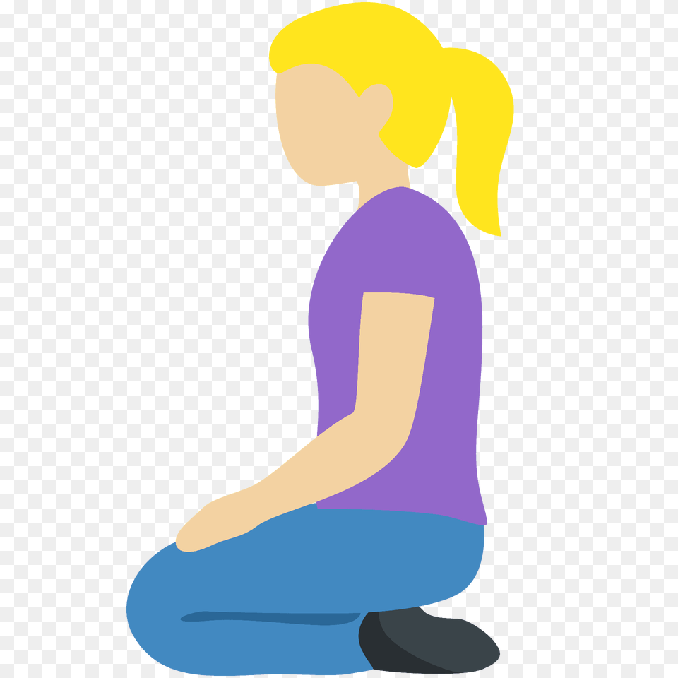 Woman Kneeling Emoji Clipart, Person, Sitting Png Image