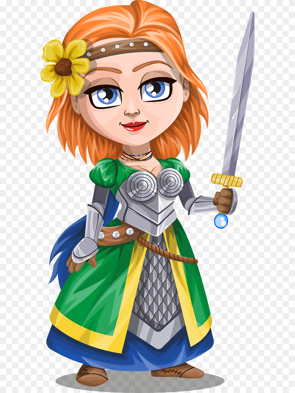 Woman Knight Warrior In Armor Holding A Sword Female Knight Clipart, Book, Comics, Publication, Adult Png Image