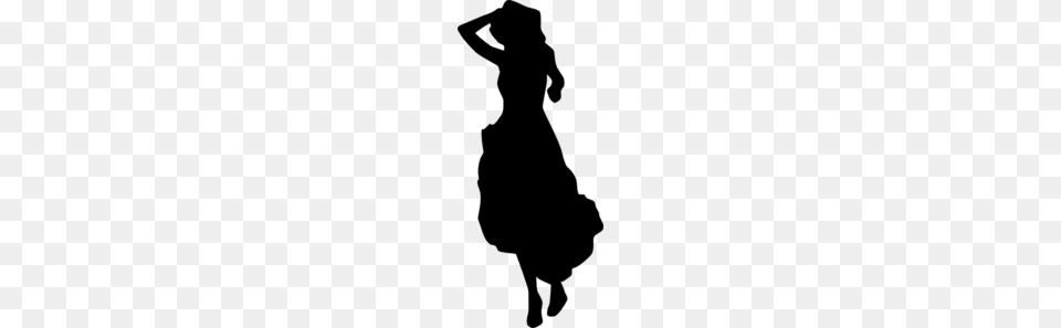 Woman Lady Silhouette Fashion Dress Clip Art, Gray Free Png