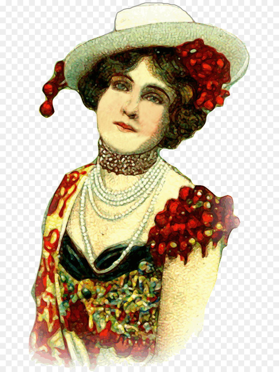 Woman Lady Vintage Photo Woman Vintage, Accessories, Painting, Necklace, Jewelry Free Png