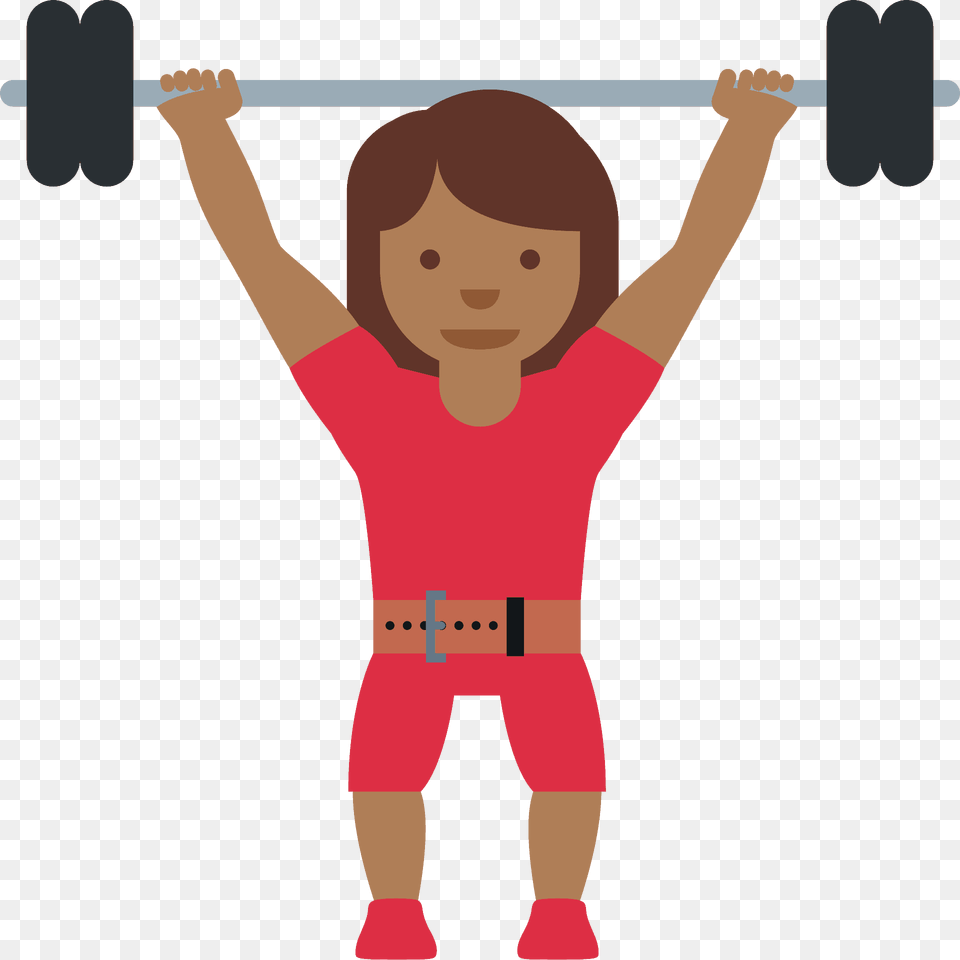 Woman Lifting Weights Emoji Clipart, Person, Face, Head, Clothing Png Image