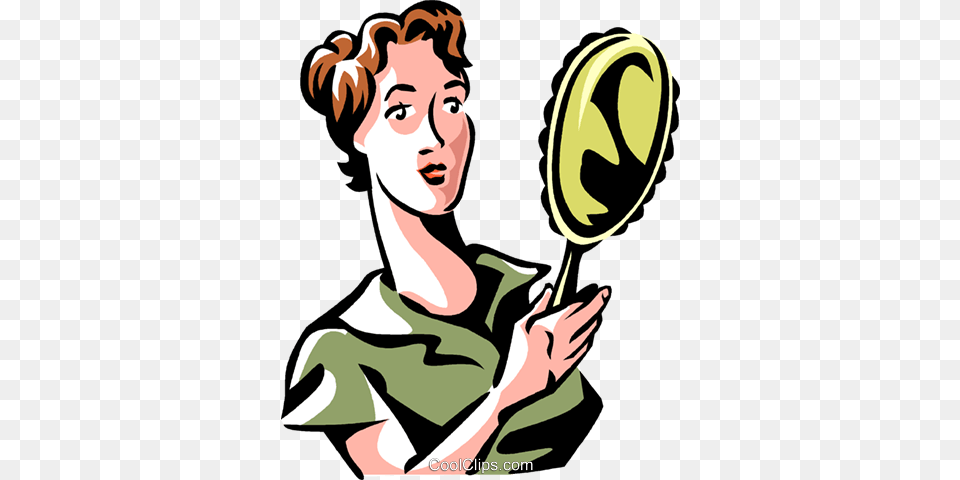 Woman Looking In A Mirror Royalty Vector Clip Art, Adult, Person, Man, Male Free Png Download