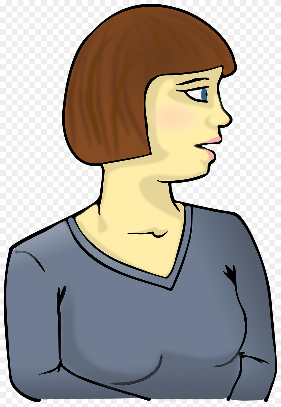 Woman Looking Sideways Clipart, Person, Body Part, Neck, Head Png Image