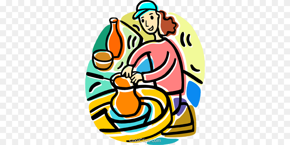 Woman Making Pottery Royalty Vector Clip Art Illustration, Clothing, Hat, Face, Person Free Png Download