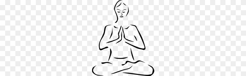 Woman Meditating Clip Art, Gray Free Png