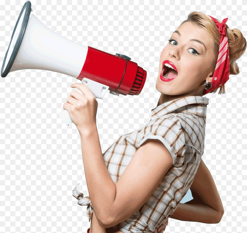 Woman Megaphone, Angry, Face, Head, Person Png Image