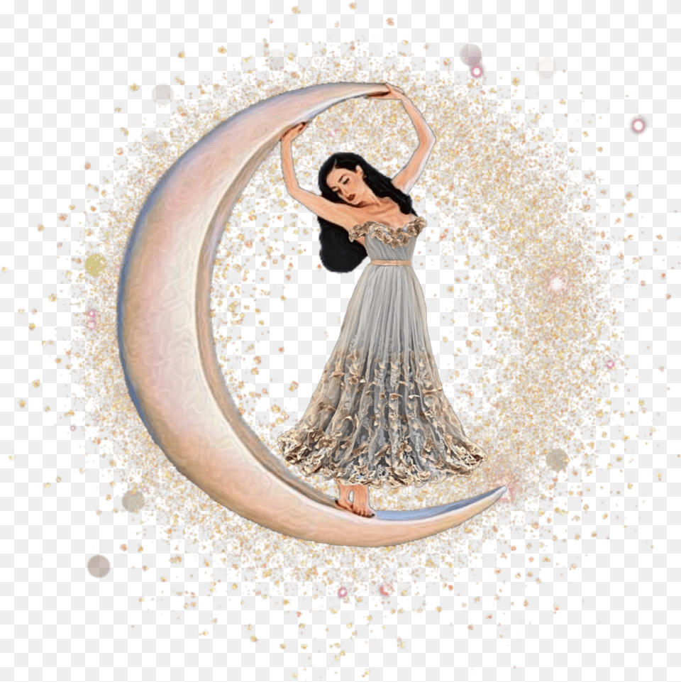 Woman Moon Lighteffect Illustration, Dancing, Leisure Activities, Person, Adult Png Image