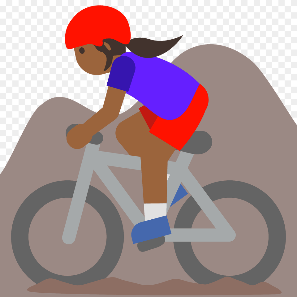 Woman Mountain Biking Emoji Clipart, Bicycle, Person, Transportation, Vehicle Png Image