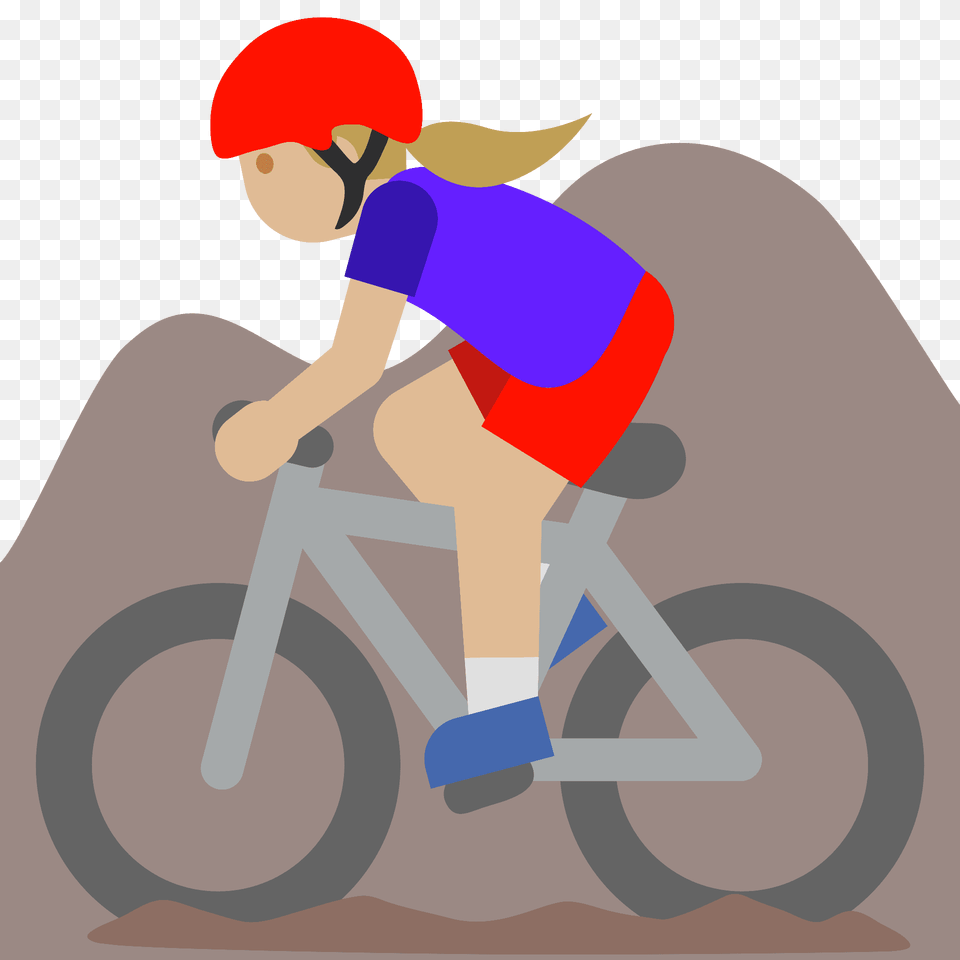 Woman Mountain Biking Emoji Clipart, Bicycle, Transportation, Vehicle, Person Png