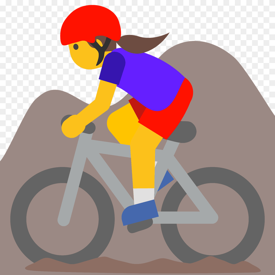 Woman Mountain Biking Emoji Clipart, Bicycle, Transportation, Vehicle, Baby Png