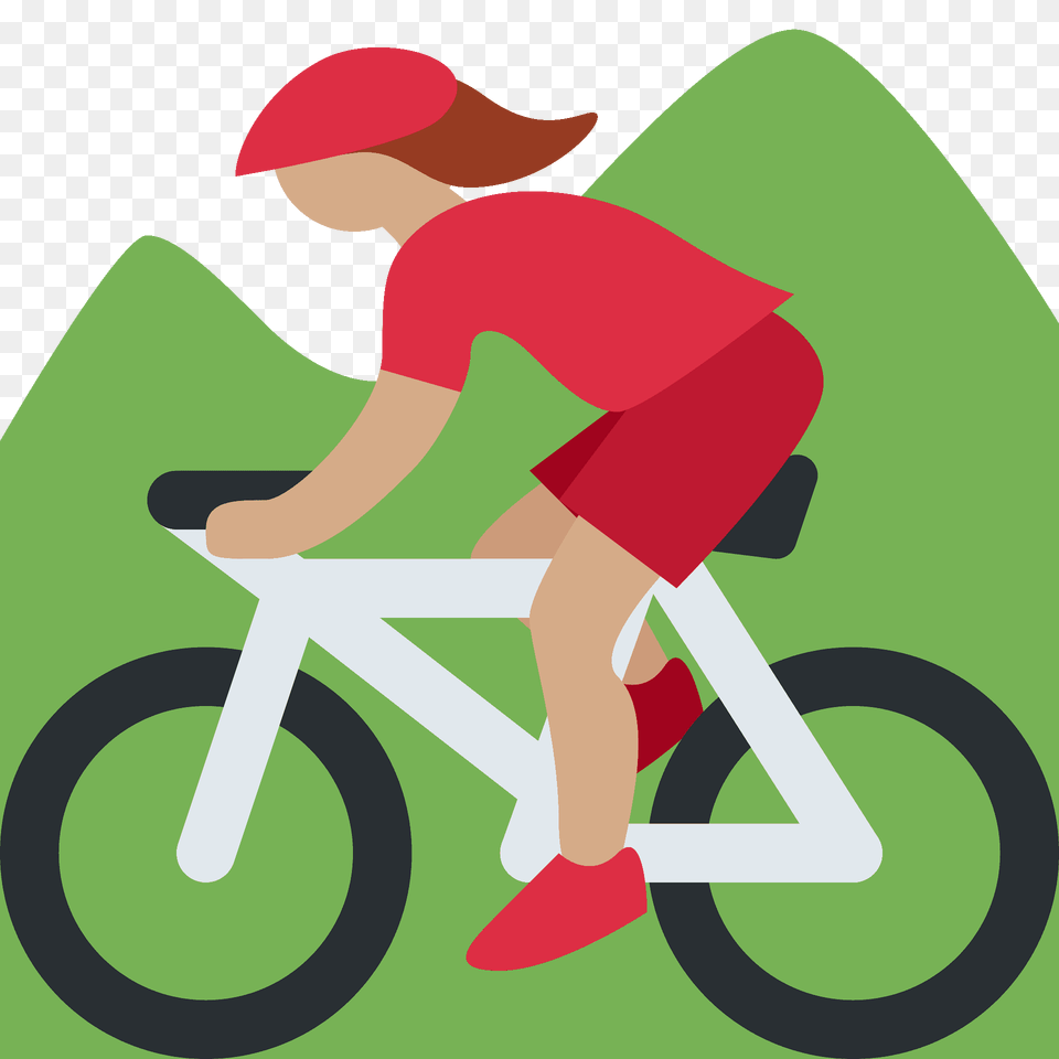 Woman Mountain Biking Emoji Clipart, Bicycle, Person, Transportation, Vehicle Png